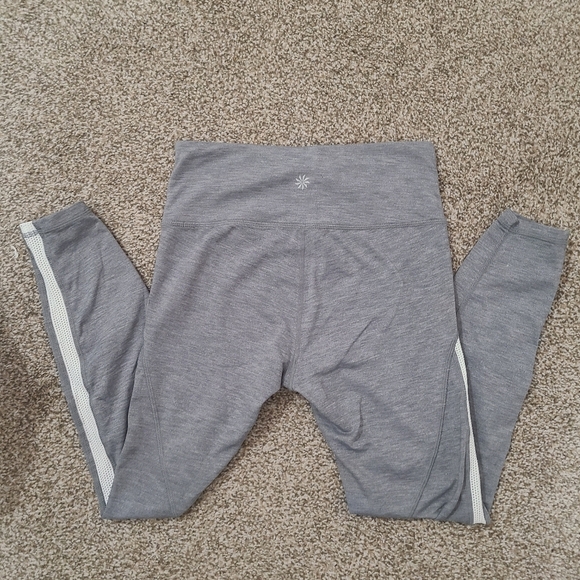 Athleta Chaturanga Striped Mesh Side Athletic Leggings - Picture 5 of 6